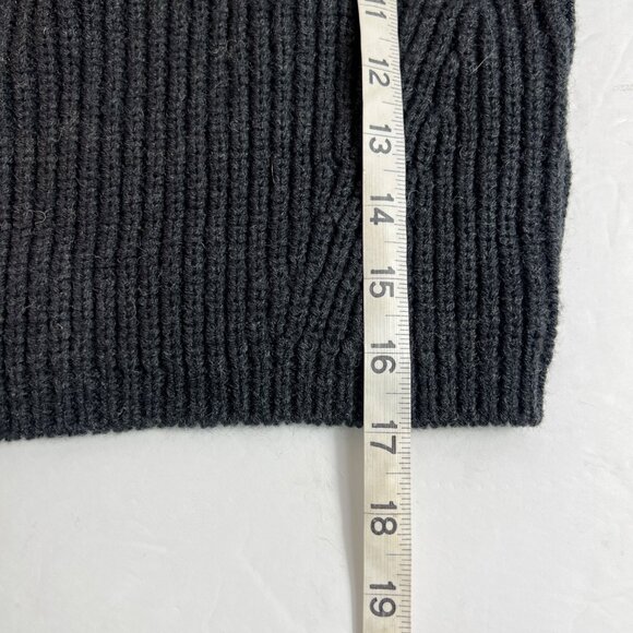 Zara Gray Ribbed Knit Square Neck Cropped Sweater Wool Blend Women's Size Small - Picture 6 of 7